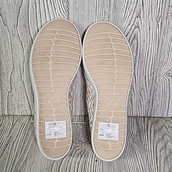 Clarks Step Glow Slip On Loafer Flats Natural White Weave Womens Size 6.5 New - Picture 9 of 12